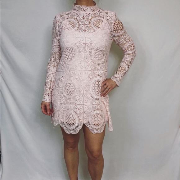 shein pink lace dress